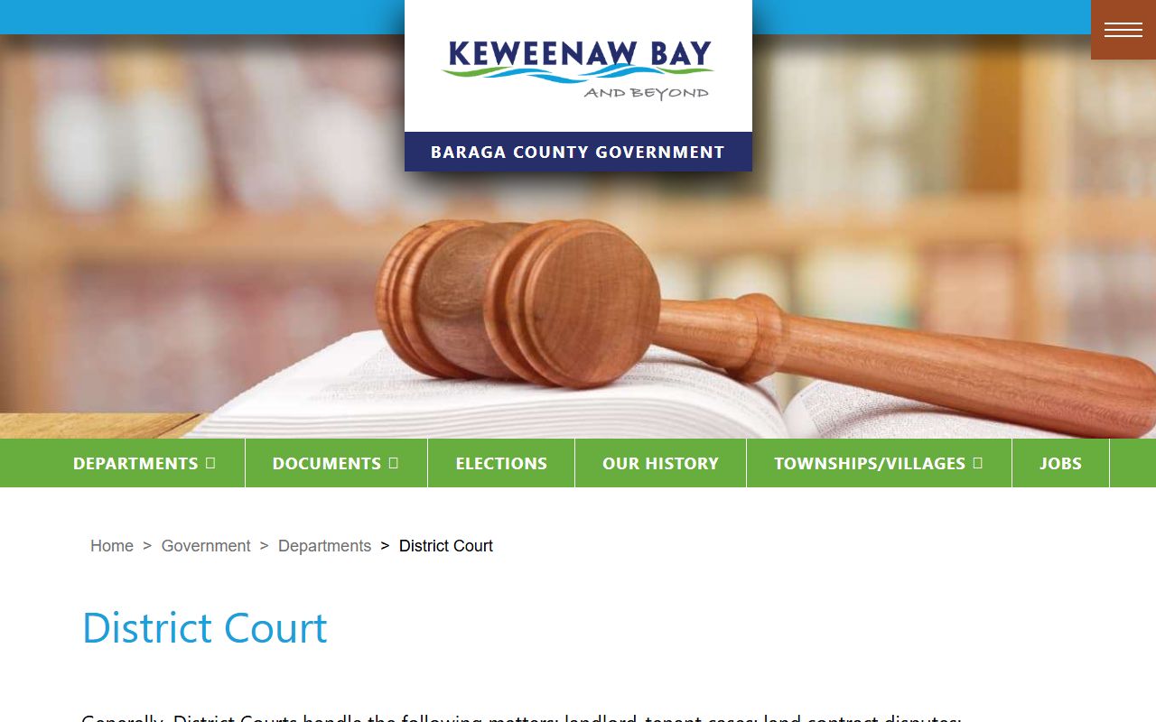 Baraga County District Court records office