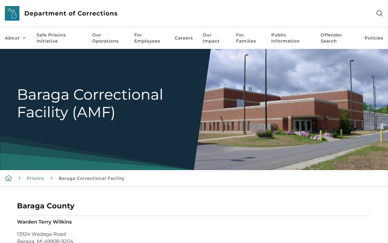 Baraga County inmate custody detail for Baraga Correctional Facility